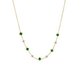 COLLIER CHAÎNE PIERRES CARRÉES ÉMERAUDE ET ZIRCONES ALTERNÉES | OR