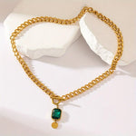 COLLIER PENDENTIF ÉPAIS CHAÎNE ÉMERAUDE | OR