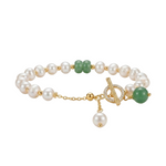 BRACELET PERLES JADE ZIRCONE | OR
