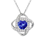 COLLIER PENDENTIF NŒUD CELTIQUE CŒUR SAPHIR BLEU PAVÉ | ARGENT