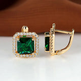 BOUCLES D'OREILLES VERT CARRÉ ZIRCONE | DORADO