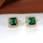BOUCLES D'OREILLES VERT CARRÉ ZIRCONE | DORADO