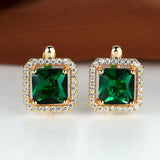 BOUCLES D'OREILLES VERT CARRÉ ZIRCONE | DORADO