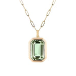 COLLIER PENDENTIF RECTANGULAIRE PIERRE VERT PÂLE | OR