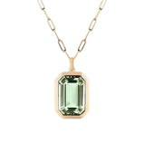 COLLIER PENDENTIF RECTANGULAIRE PIERRE VERT PÂLE | OR