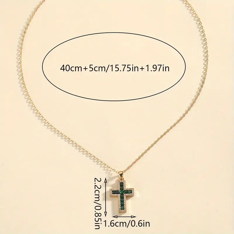 PENDENTIF COLLIER ÉMERAUDE CROIX | OR