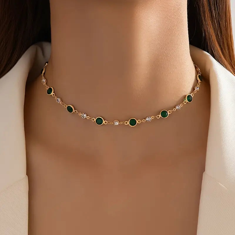 COLLIER PENDENTIF ÉMERAUDE VERT