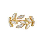 BAGUE OUVERTE BRANCHE FEUILLES NACRE | OR
