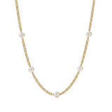 COLLIER CHAÎNE CUBAINE AVEC PERLES | OR