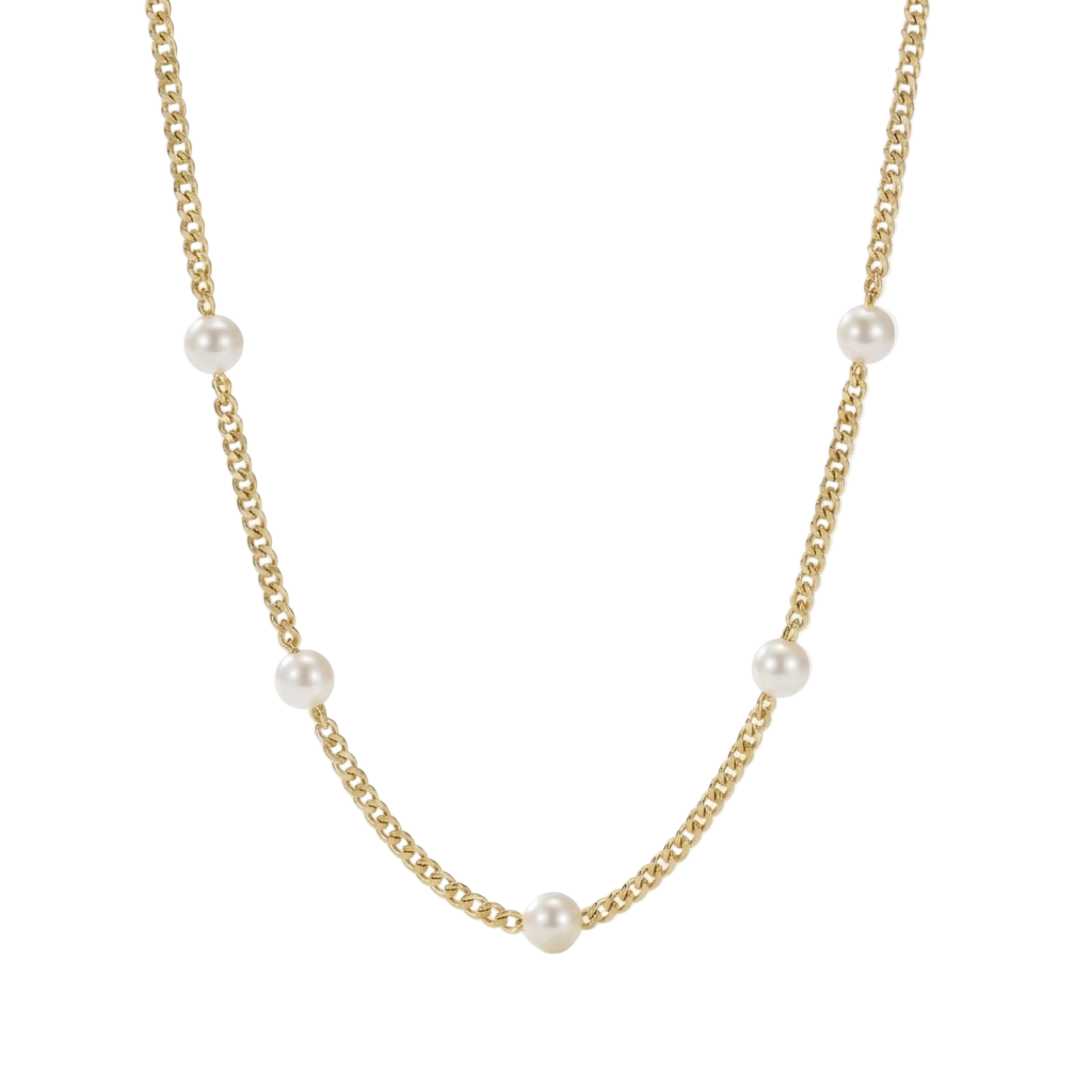 COLLIER CHAÎNE CUBAINE AVEC PERLES | OR