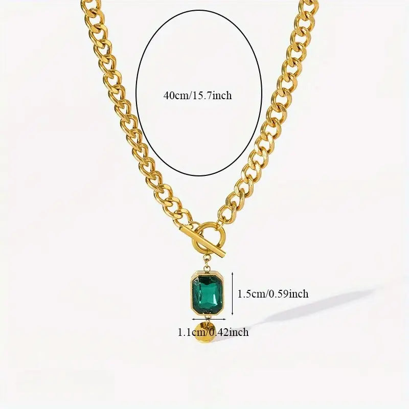 COLLIER PENDENTIF ÉPAIS CHAÎNE ÉMERAUDE | OR