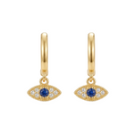 BOUCLES CRÉOLE CHARM ŒIL TURC PAVÉ SAPHIR | OR