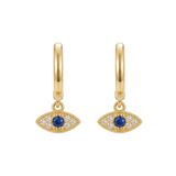 BOUCLES CRÉOLE CHARM ŒIL TURC PAVÉ SAPHIR | OR