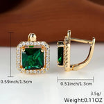 BOUCLES D'OREILLES VERT CARRÉ ZIRCONE | DORADO