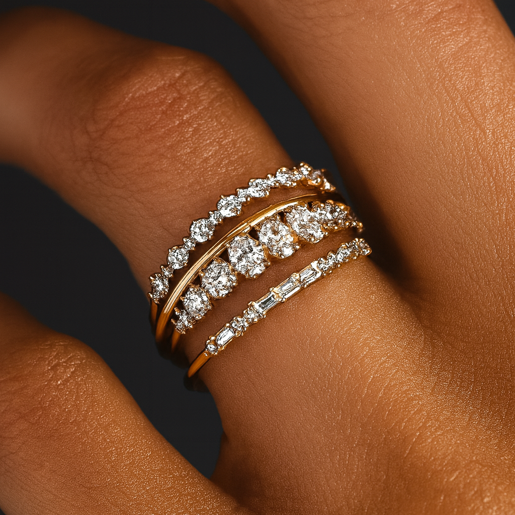 ENSEMBLE DE BAGUES VINTAGE ZIRCONE | DORADO