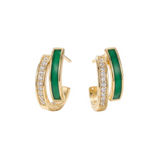 CRÉOLES DOUBLES ÉMAIL VERT ET RANGÉE PAVÉ ZIRCONE | OR