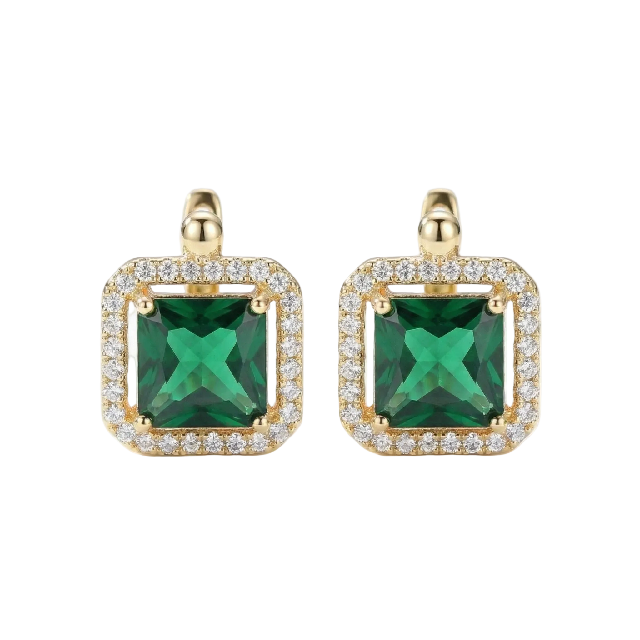 BOUCLES D'OREILLES VERT CARRÉ ZIRCONE | DORADO