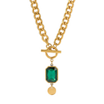 COLLIER PENDENTIF ÉPAIS CHAÎNE ÉMERAUDE | OR