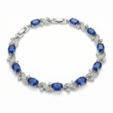 BRACELET TENNIS PIERRES OVALES SAPHIR BLEU ENTRELACS PAVÉ | ARGENT