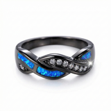 BAGUE TORSADÉE OPALE BLEUE ET ZIRCONE | NEGRO