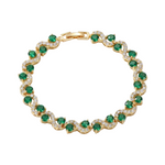 BRACELET TENNIS ZIRCONE RONDE VERTE ENTRELACS PAVÉ | OR