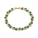BRACELET TENNIS ZIRCONE RONDE VERTE ENTRELACS PAVÉ | OR