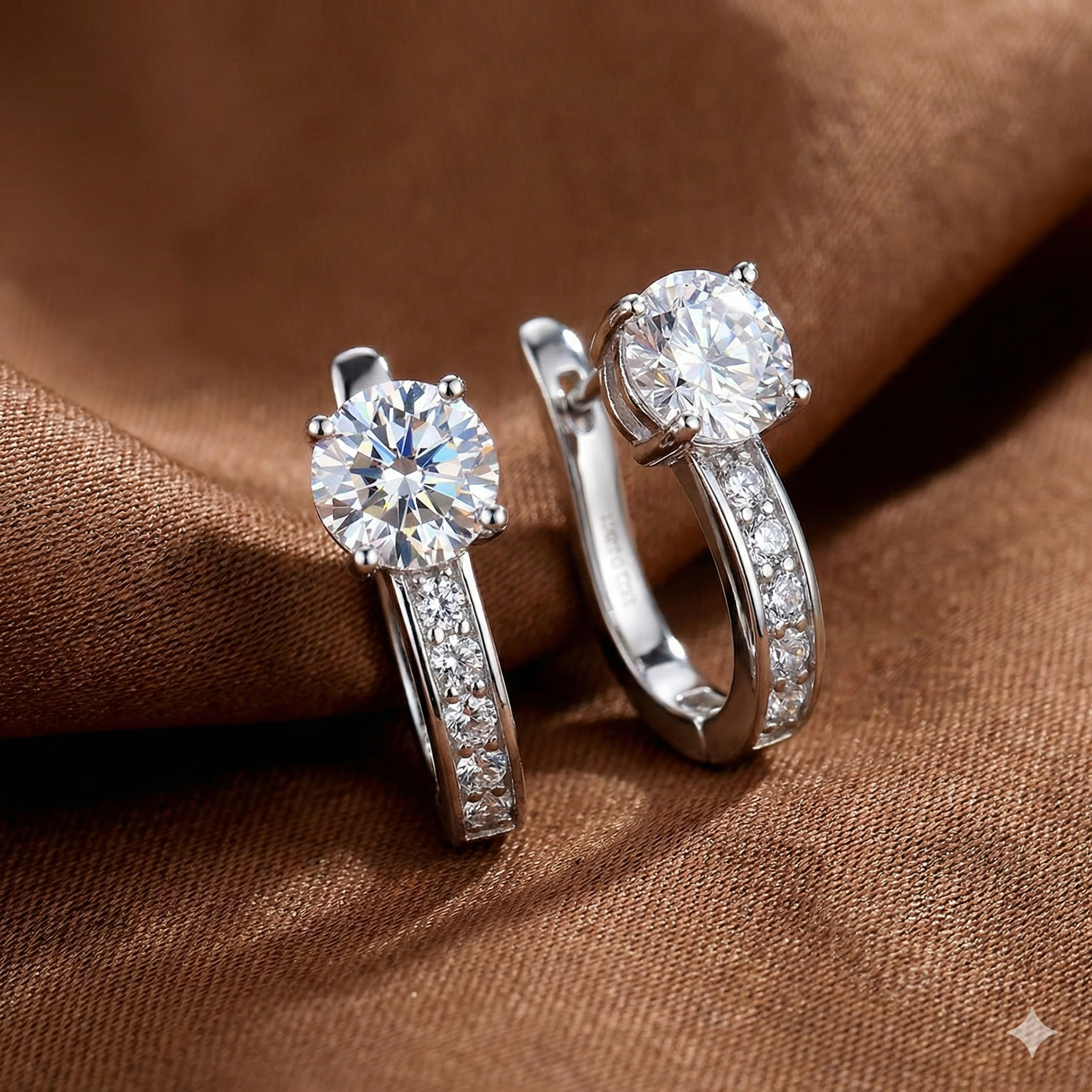 BOUCLES D'OREILLES CANAL MOISSANITE | OR BLANC