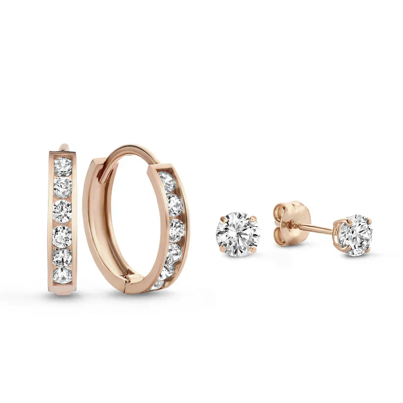BOUCLES D'OREILLES ENSEMBLE PIERRE | OR
