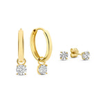 BOUCLES D'OREILLES ENSEMBLE LUNE PIERRE | OR
