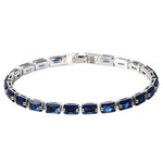 BRACELET TENNIS MAILLONS RECTANGULAIRES ZIRCONE SAPHIR BLEU | ARGENT