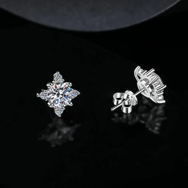 BOUCLES D'OREILLES FLEUR | OR BLANC