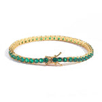 BRACELET TENNIS ZIRCONE RONDE VERTE ÉMERAUDE | OR