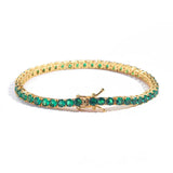 BRACELET TENNIS ZIRCONE RONDE VERTE ÉMERAUDE | OR