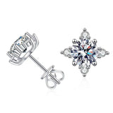 BOUCLES D'OREILLES FLEUR | OR BLANC