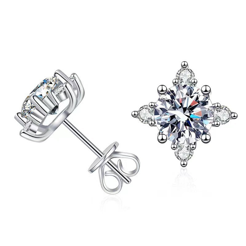BOUCLES D'OREILLES FLEUR | OR BLANC