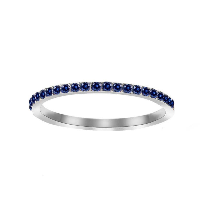 BAGUE ÉTERNITÉ PAVÉ ZIRCONE SAPHIR BLEU | ARGENT