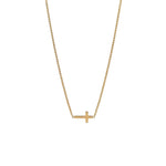 COLLIER CHAÎNE BOX PENDENTIF CROIX LISSE HORIZONTALE | OR