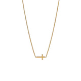 COLLIER CHAÎNE BOX PENDENTIF CROIX LISSE HORIZONTALE | OR