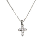 COLLIER PENDENTIF PETITE CROIX GRANDES ZIRCONES | ARGENT