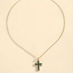 PENDENTIF COLLIER ÉMERAUDE CROIX | OR