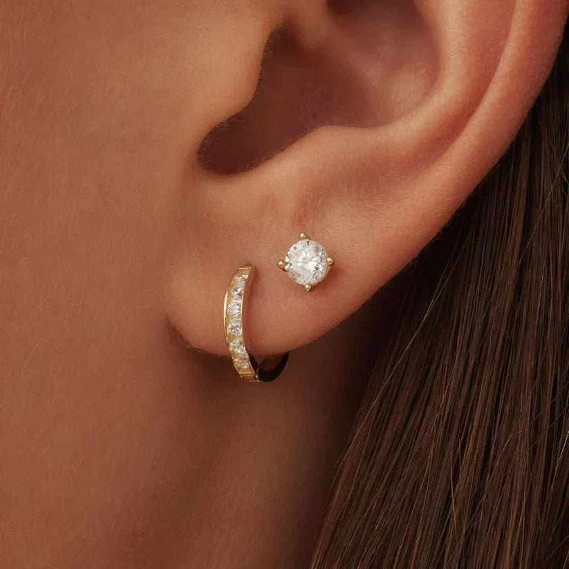 BOUCLES D'OREILLES ENSEMBLE PIERRE | OR