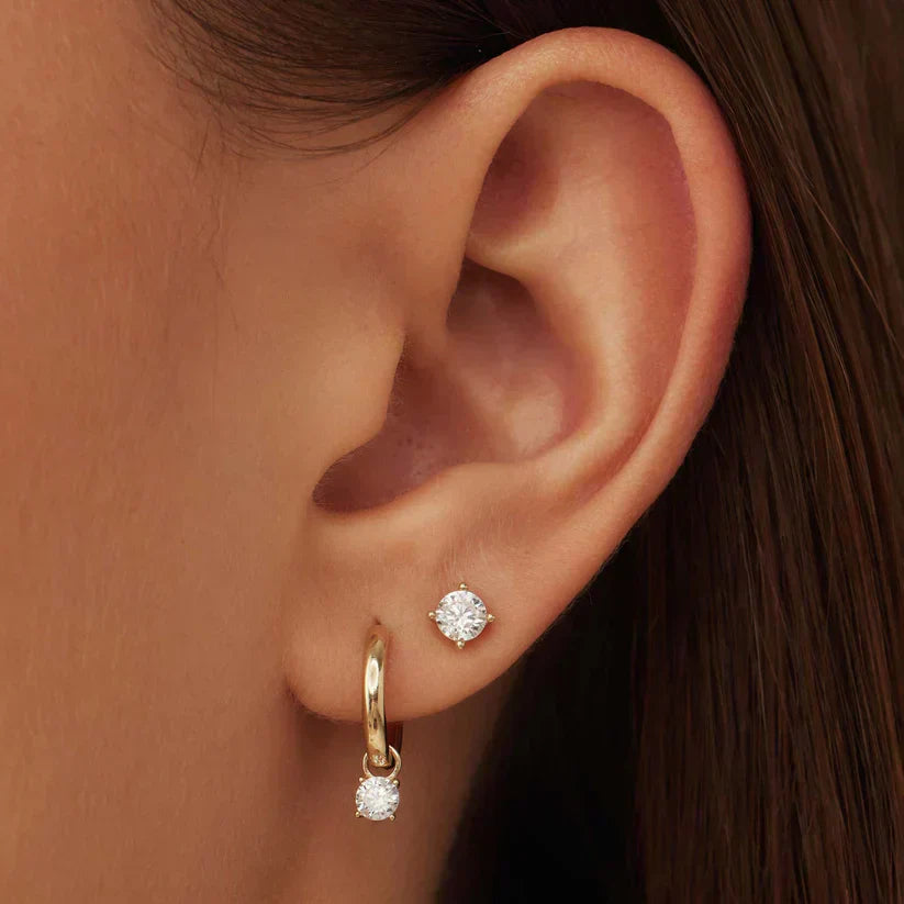 BOUCLES D'OREILLES ENSEMBLE LUNE PIERRE | OR