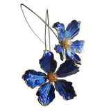 BOUCLES D'OREILLES VINTAGE BLEU FLORAL