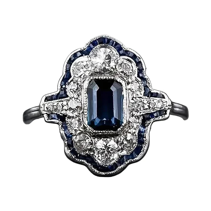BAGUE VINTAGE BLEU CRISTAL | ARGENT