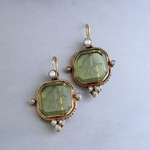 BOUCLES D'OREILLES UNIQUE VINTAGE VERT PERLE