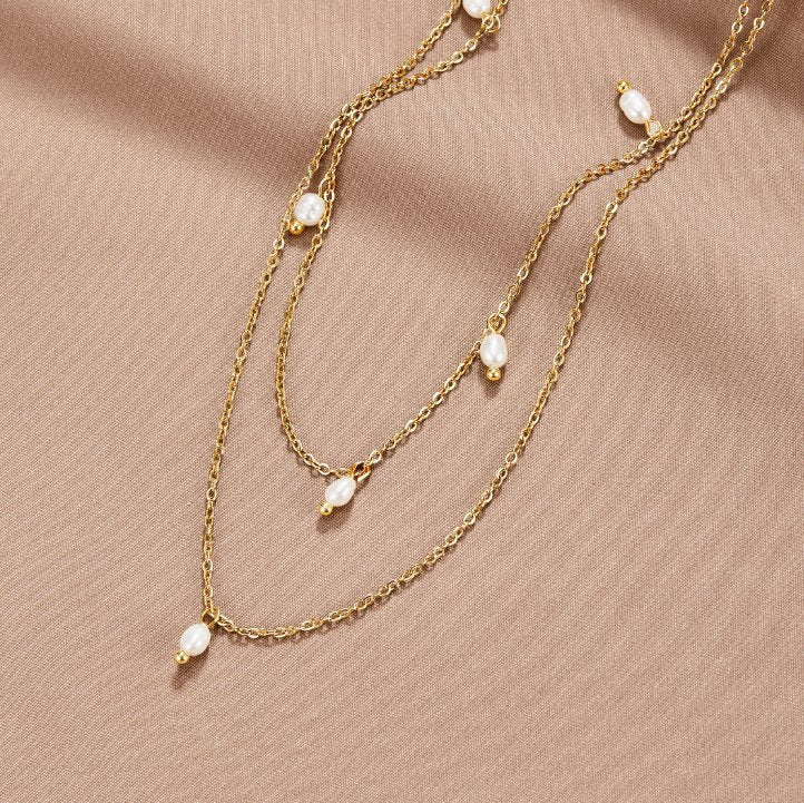 COLLIER PERLE GOUTTE SUPERPOSÉ