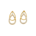 PENDIENTES DOUBLE GOUTTE OUVERTE PAVÉ ZIRCONE | OR