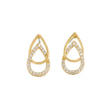 PENDIENTES DOUBLE GOUTTE OUVERTE PAVÉ ZIRCONE | OR
