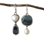 BOUCLES D'OREILLES VINTAGE BLEU PIERRE PERLE